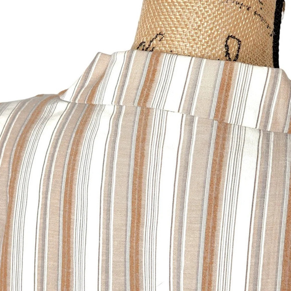 Dressbarn Womens Striped Linen Lightweight Lined Blazer Size Large Cream - Picture 5 of 16